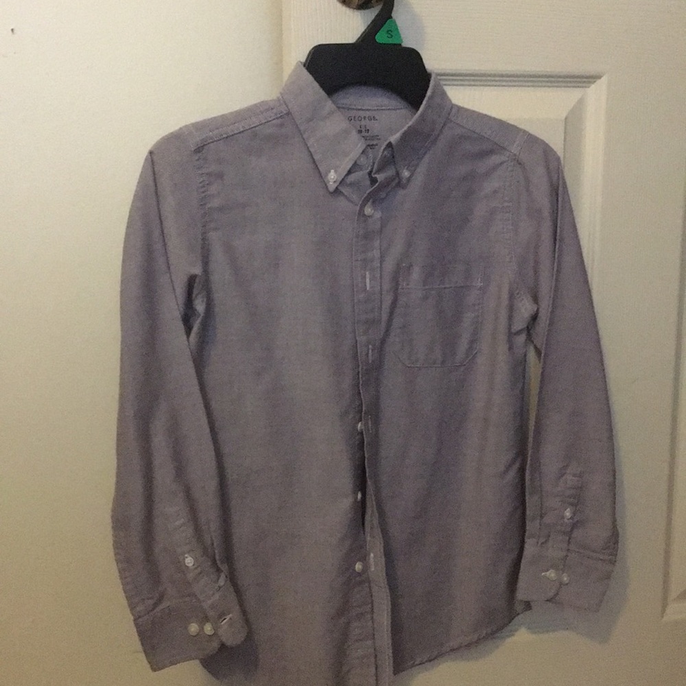 A silver button-up dress shirt